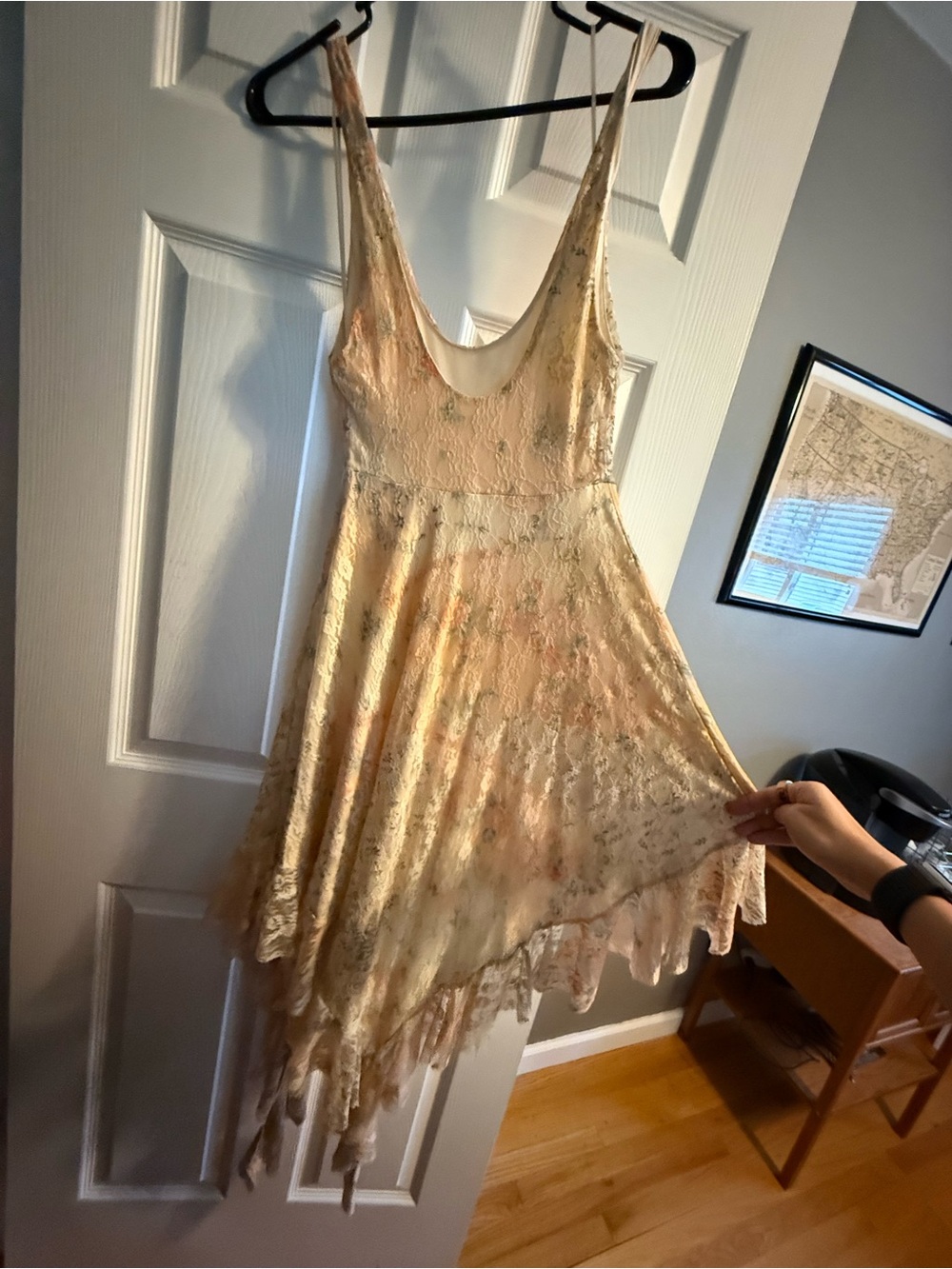 Urban Outfitters Kimchi Blue Hydrangea Asymmetric Cascading Ruffle Lace Dress - Picture 3 of 4